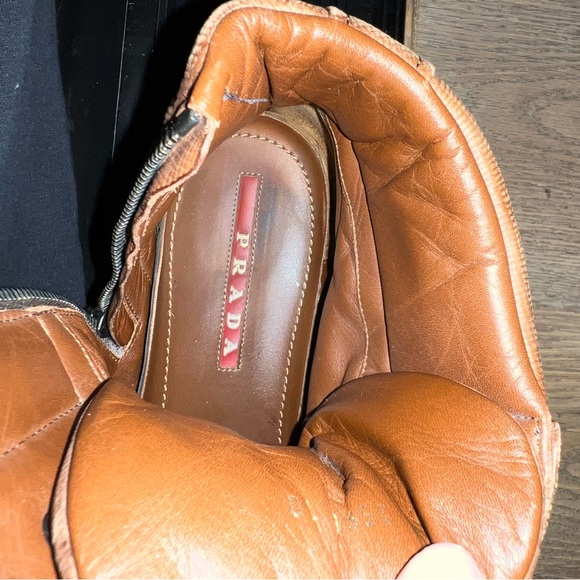 Prada - Saffiano Brown Leather Hightops - Picture 9 of 9